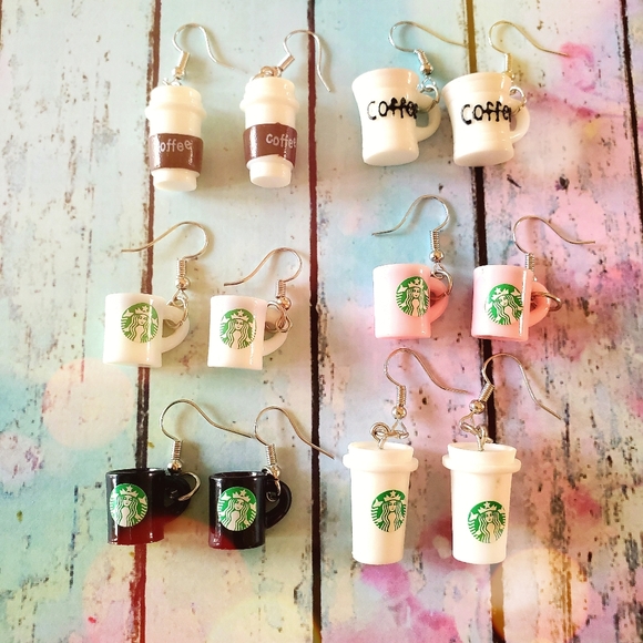 6 Pairs Starbucks Coffee Cup Earrings Set! ☕ - Picture 2 of 7